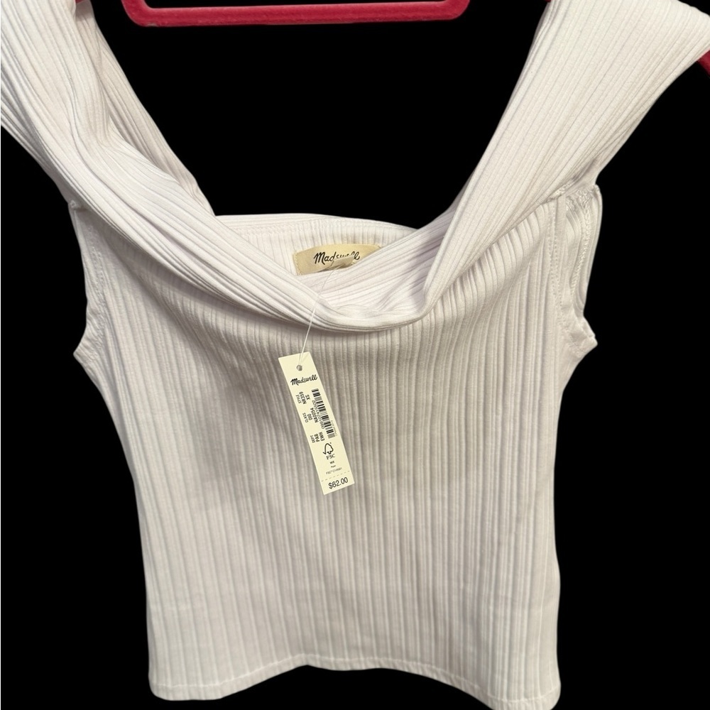 Madewell White Ribbed Tank Top